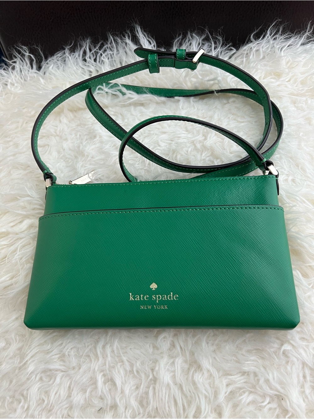 kate spade Green Saffiano Crossbody with Gold Logo